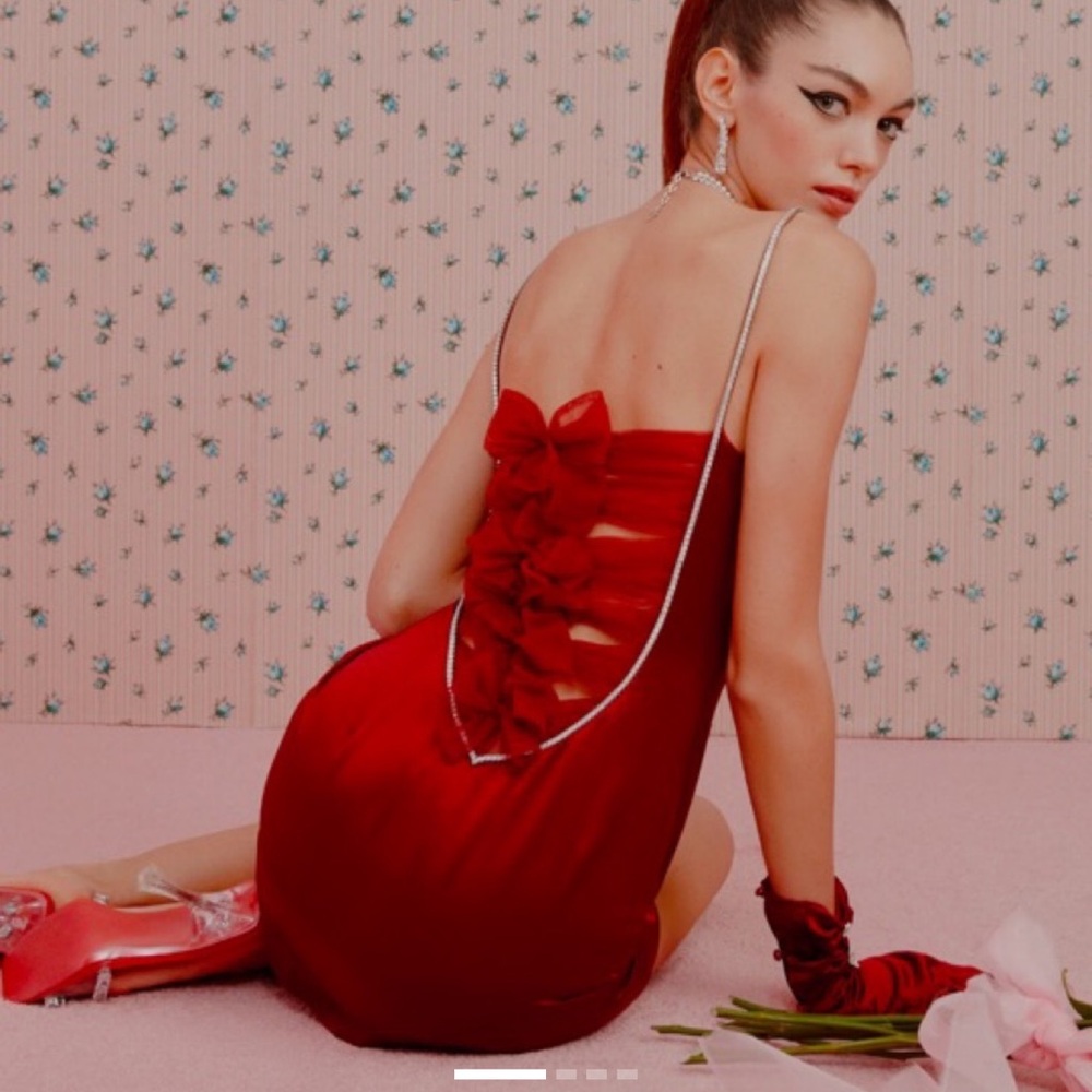 NEW! Lana Jacqueline Elegant Red Dress with Bow Detail